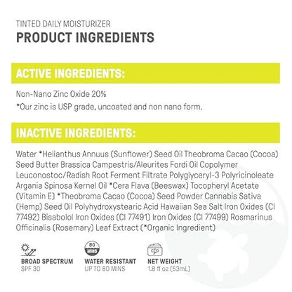 Raw Elements Tinted Daily Face Moisturizer SPF 30 - All-Natural Mineral Sunscreen with Non-Nano Zinc Oxide, 95% Organic, Reef Safe, 1.8 oz Avelisse