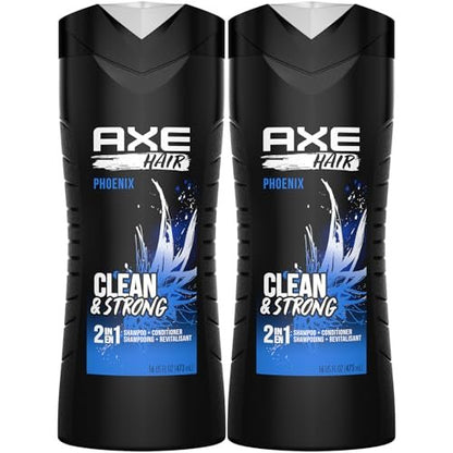 AXE Phoenix Men's 2-in-1 Shampoo & Conditioner 2-Pack, Crushed Mint & Rosemary Scent, 16 Fl Oz Each Avelisse