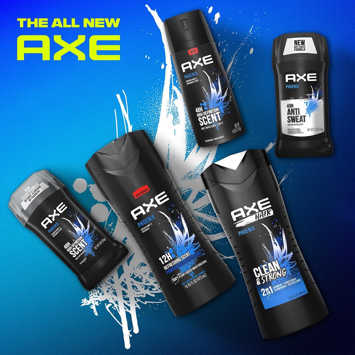 AXE Phoenix Men's 2-in-1 Shampoo & Conditioner 2-Pack, Crushed Mint & Rosemary Scent, 16 Fl Oz Each Avelisse