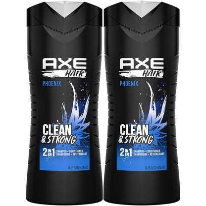 AXE Phoenix Men's 2-in-1 Shampoo & Conditioner 2-Pack, Crushed Mint & Rosemary Scent, 16 Fl Oz Each Avelisse