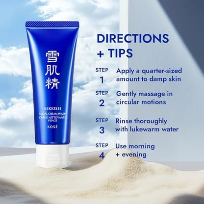 SEKKISEI Hydrating & Creamy Face Cleanser – Gentle Foaming Facial Wash for All Skin Types, 4.5 oz Avelisse