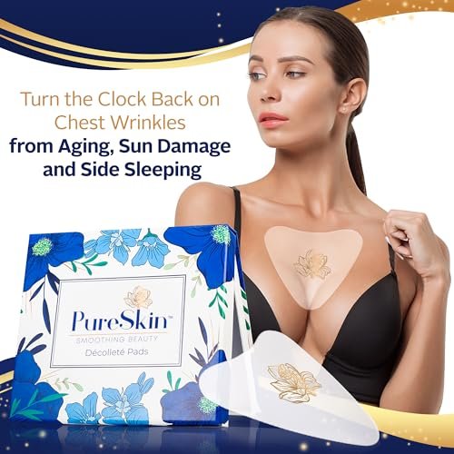 PureSkin Chest Wrinkle Pads - 4 Pack | Silicone Decollete Anti Wrinkle Patches for Side Sleeping Wrinkles Avelisse