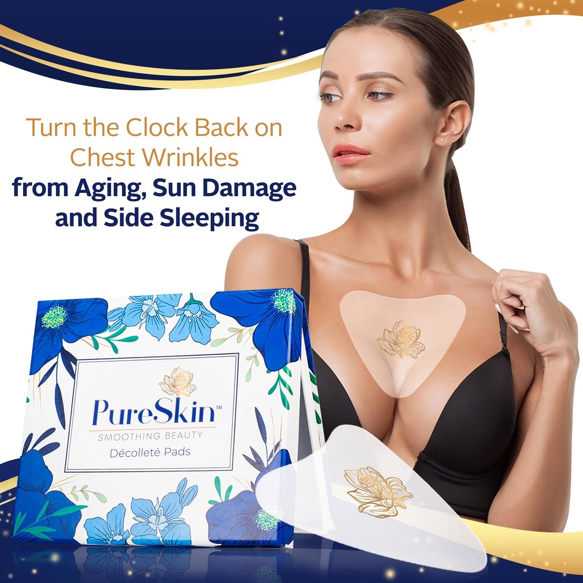 PureSkin Chest Wrinkle Pads - 4 Pack | Silicone Decollete Anti Wrinkle Patches for Side Sleeping Wrinkles Avelisse