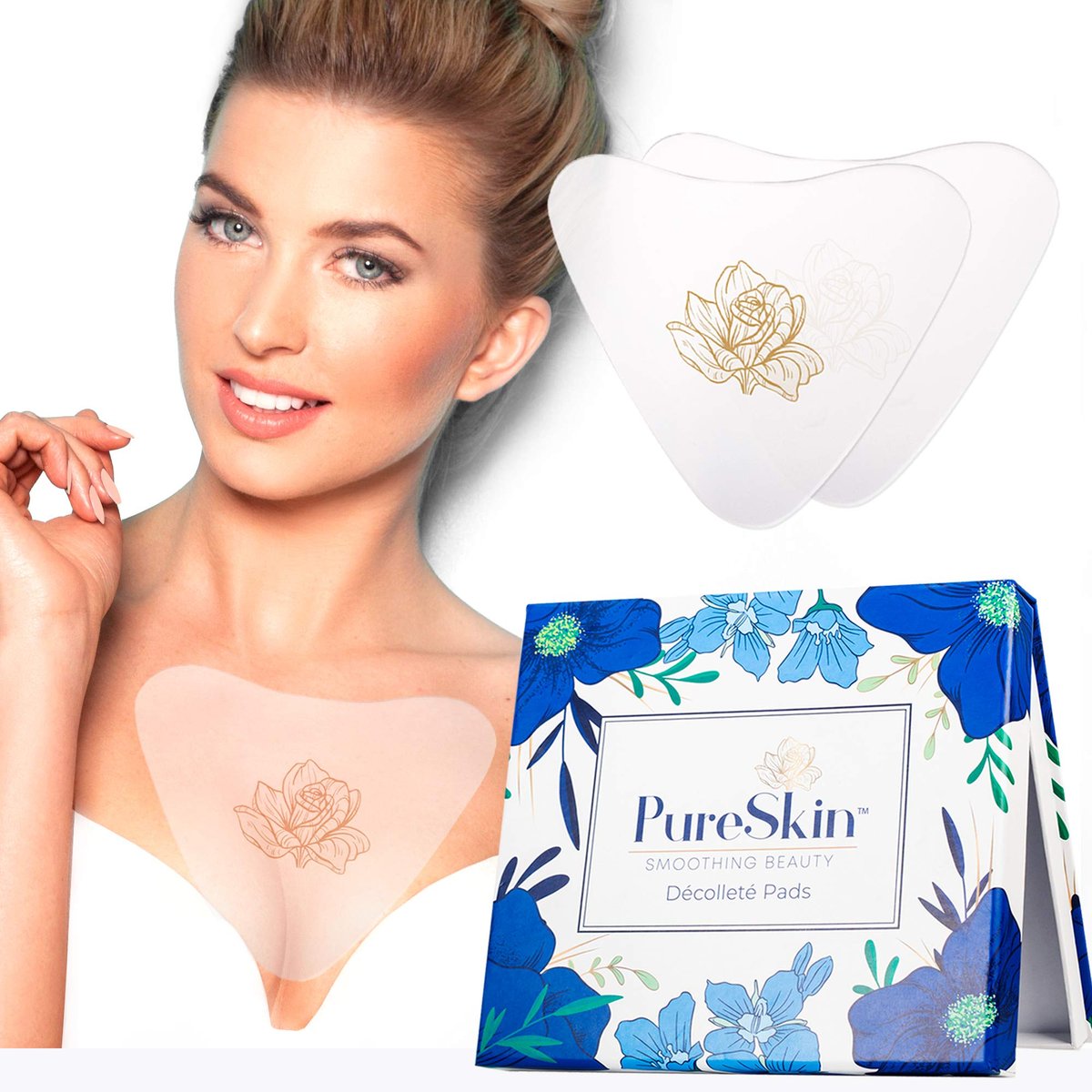 PureSkin Chest Wrinkle Pads - 4 Pack | Silicone Decollete Anti Wrinkle Patches for Side Sleeping Wrinkles Avelisse