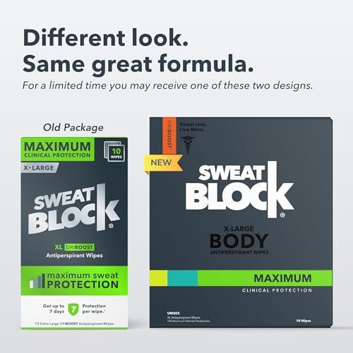 SweatBlock Clinical Strength XL Antiperspirant Body Wipes for Men & Women | Hyperhidrosis Sweat Protection for Hands, Feet, Underarms & Body | Unscented 10 Pack - görsel 4