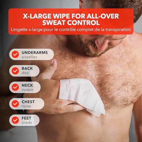 SweatBlock Clinical Strength XL Antiperspirant Body Wipes for Men & Women | Hyperhidrosis Sweat Protection for Hands, Feet, Underarms & Body | Unscented 10 Pack - görsel 10