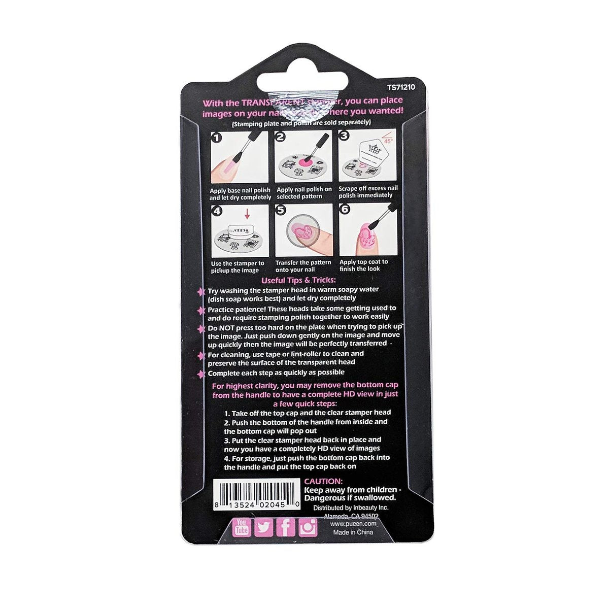 PUEEN 35mm HD Chunky Transparent Soft Stamper and Scraper Set – Nail Art Stamping Tools (CLEAR, 2 Piece Set) - görsel 3