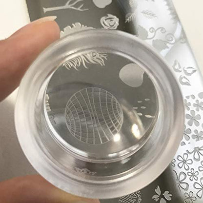 PUEEN 35mm HD Chunky Transparent Soft Stamper and Scraper Set – Nail Art Stamping Tools (CLEAR, 2 Piece Set)