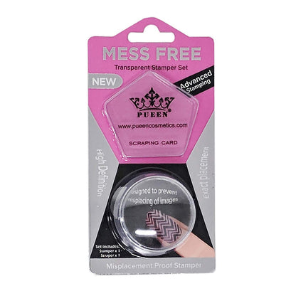 PUEEN 35mm HD Chunky Transparent Soft Stamper and Scraper Set – Nail Art Stamping Tools (CLEAR, 2 Piece Set)