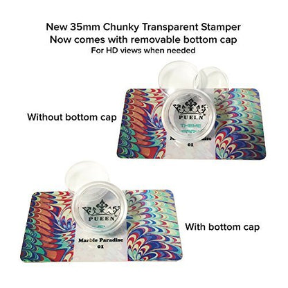 PUEEN 35mm HD Chunky Transparent Soft Stamper and Scraper Set – Nail Art Stamping Tools (CLEAR, 2 Piece Set)