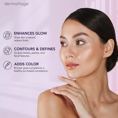Dermaflage Lit from Within Cheek Palette - Bronzer, Highlighter, Blush for Dewy Skin - 0.35 oz Avelisse