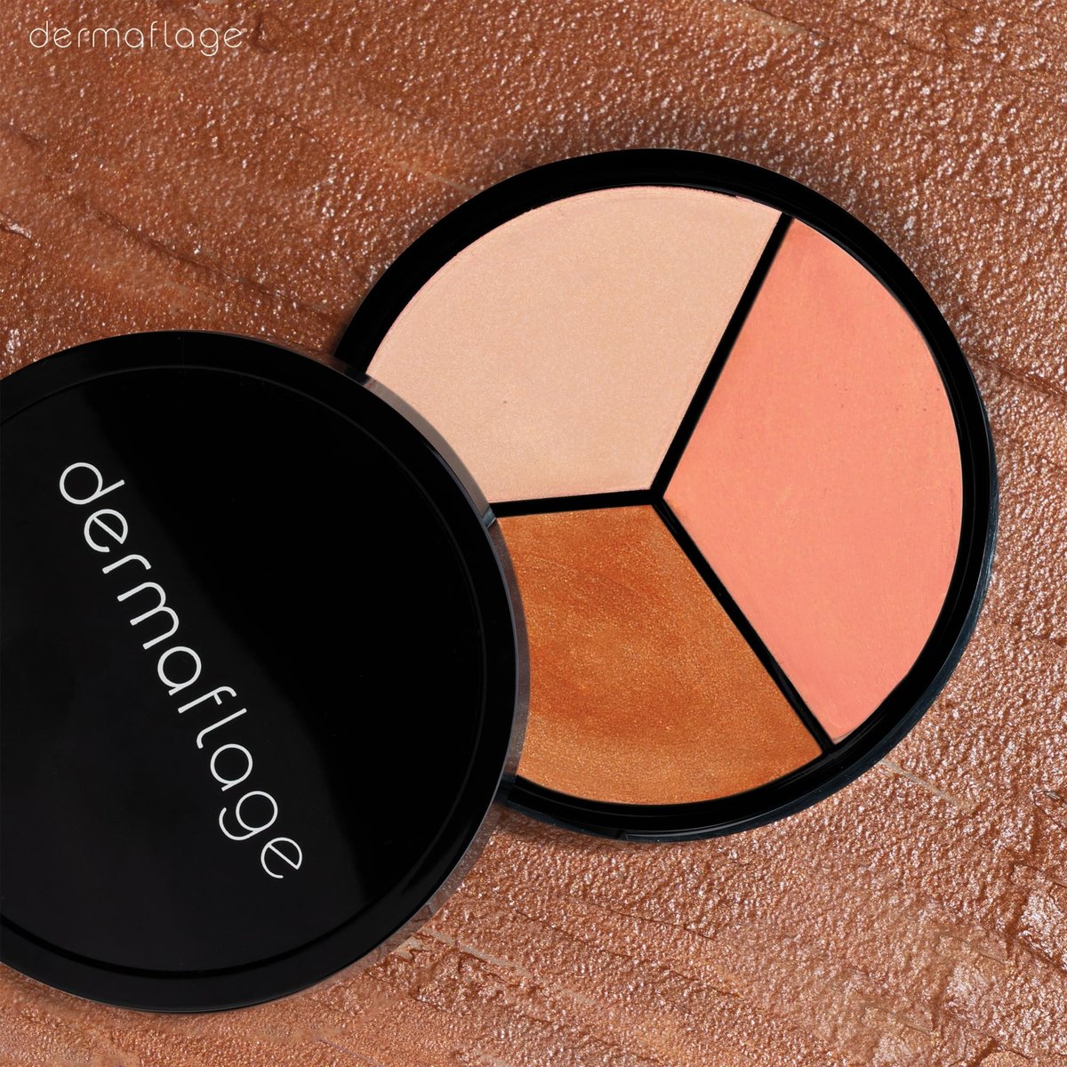 Dermaflage Lit from Within Cheek Palette - Bronzer, Highlighter, Blush for Dewy Skin - 0.35 oz Avelisse