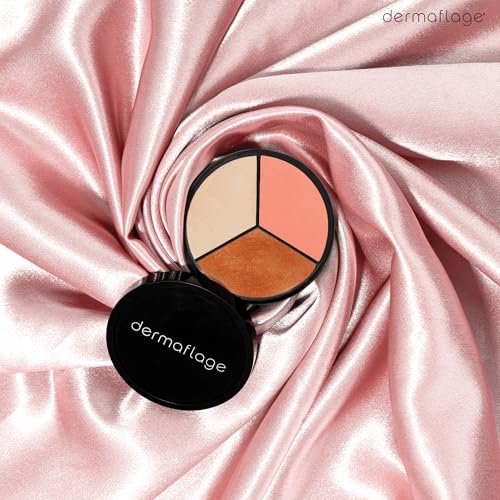 Dermaflage Lit from Within Cheek Palette - Bronzer, Highlighter, Blush for Dewy Skin - 0.35 oz Avelisse
