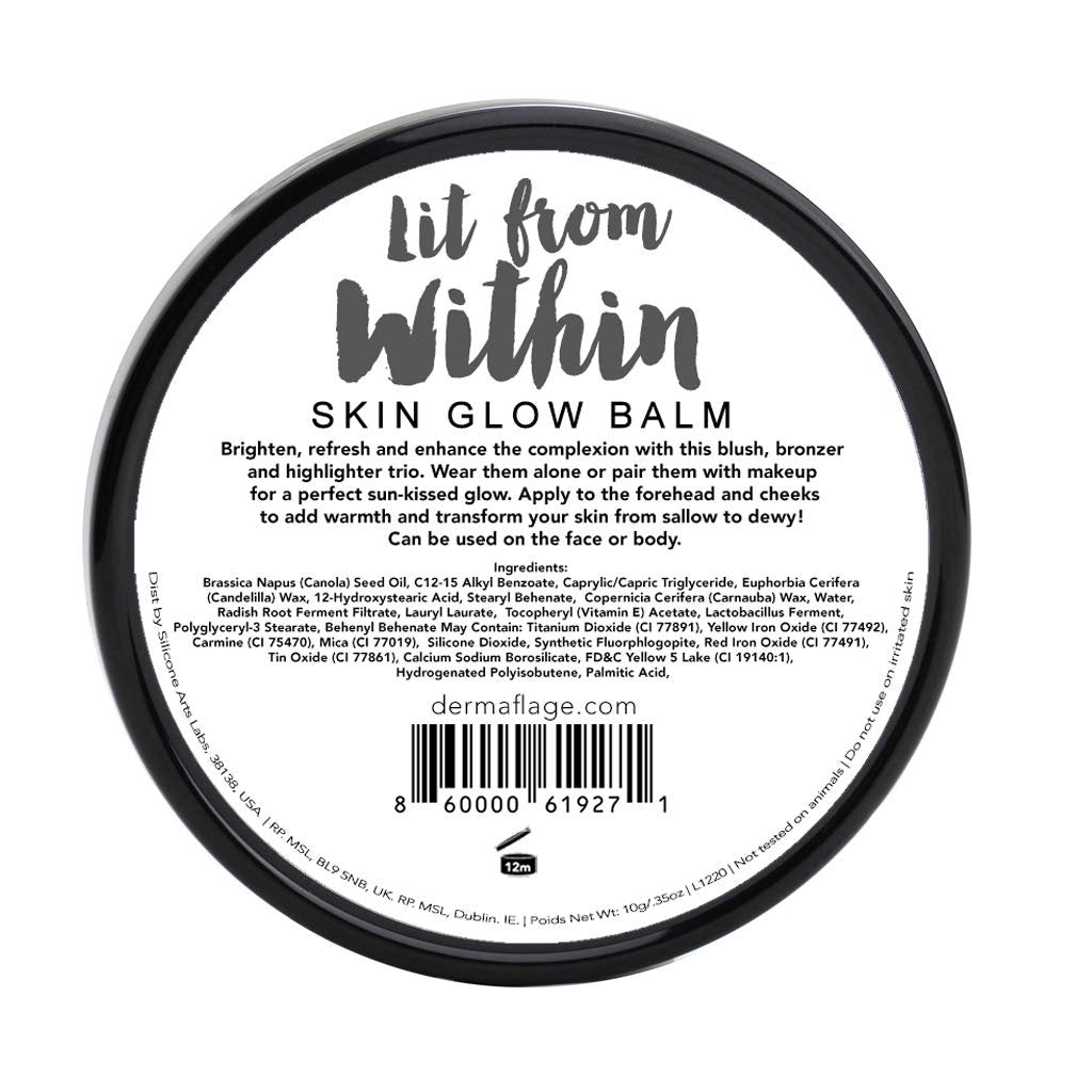 Dermaflage Lit from Within Cheek Palette - Bronzer, Highlighter, Blush for Dewy Skin - 0.35 oz Avelisse