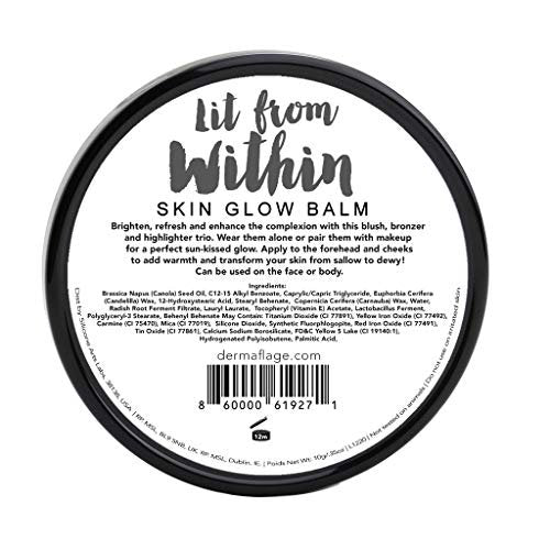 Dermaflage Lit from Within Cheek Palette - Bronzer, Highlighter, Blush for Dewy Skin - 0.35 oz Avelisse