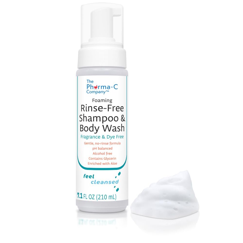 The Pharma-C Company Foaming Rinse Free Shampoo & Body Wash – 6 Pack, Fragrance & Dye Free, Hospital Tested Gentle No-Rinse Formula Avelisse