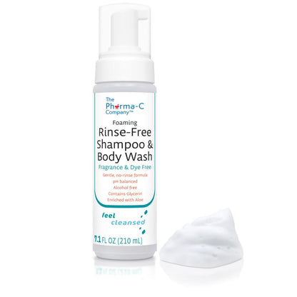 The Pharma-C Company Foaming Rinse Free Shampoo & Body Wash – 6 Pack, Fragrance & Dye Free, Hospital Tested Gentle No-Rinse Formula Avelisse