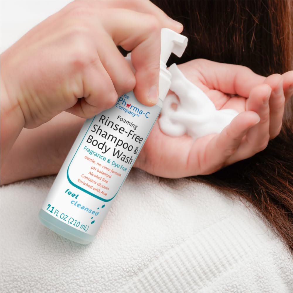 The Pharma-C Company Foaming Rinse Free Shampoo & Body Wash – 6 Pack, Fragrance & Dye Free, Hospital Tested Gentle No-Rinse Formula Avelisse