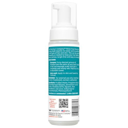 The Pharma-C Company Foaming Rinse Free Shampoo & Body Wash – 6 Pack, Fragrance & Dye Free, Hospital Tested Gentle No-Rinse Formula Avelisse