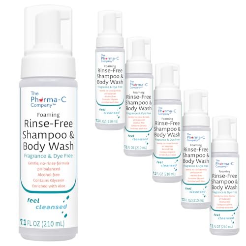 The Pharma-C Company Foaming Rinse Free Shampoo & Body Wash – 6 Pack, Fragrance & Dye Free, Hospital Tested Gentle No-Rinse Formula Avelisse