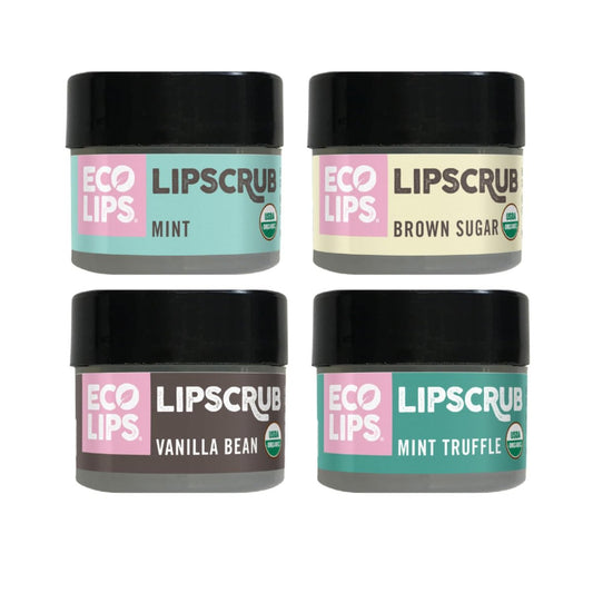 Eco Lips LIP SUGAR SCRUB 4 Pack - 100% Organic Lip Scrub with Sugar & Coconut Oil, Gently Exfoliate Dry, Flaky Lips (Variety 4-Pack) Avelisse
