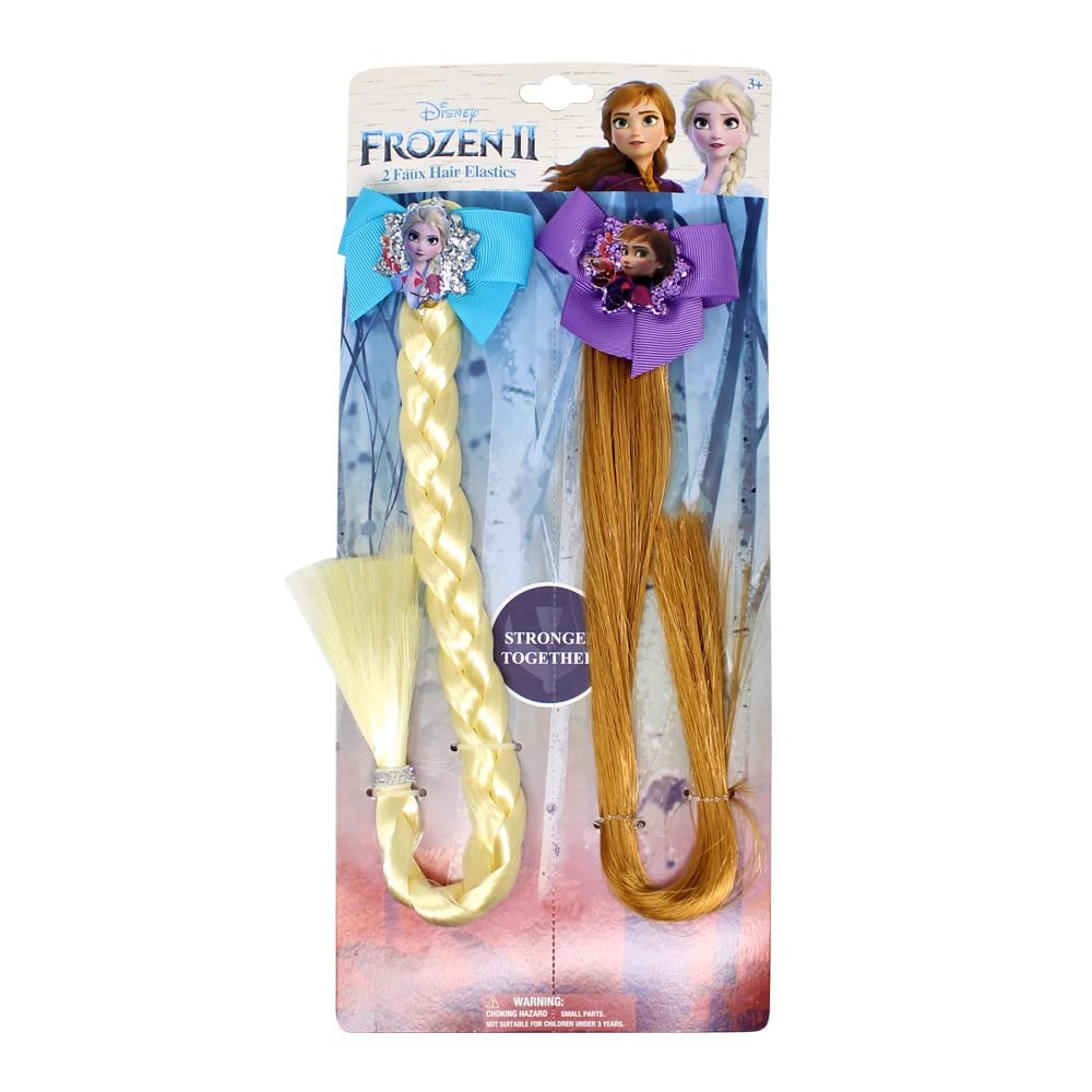 LUV HER Disney Frozen II BFF Faux Hair Braid Elastic Pony Set - Anna & Elsa Hair Ties for Kids Ages 3+ - görsel 1