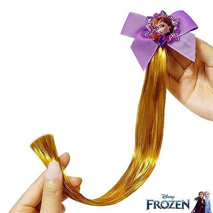 LUV HER Disney Frozen II BFF Faux Hair Braid Elastic Pony Set - Anna & Elsa Hair Ties for Kids Ages 3+