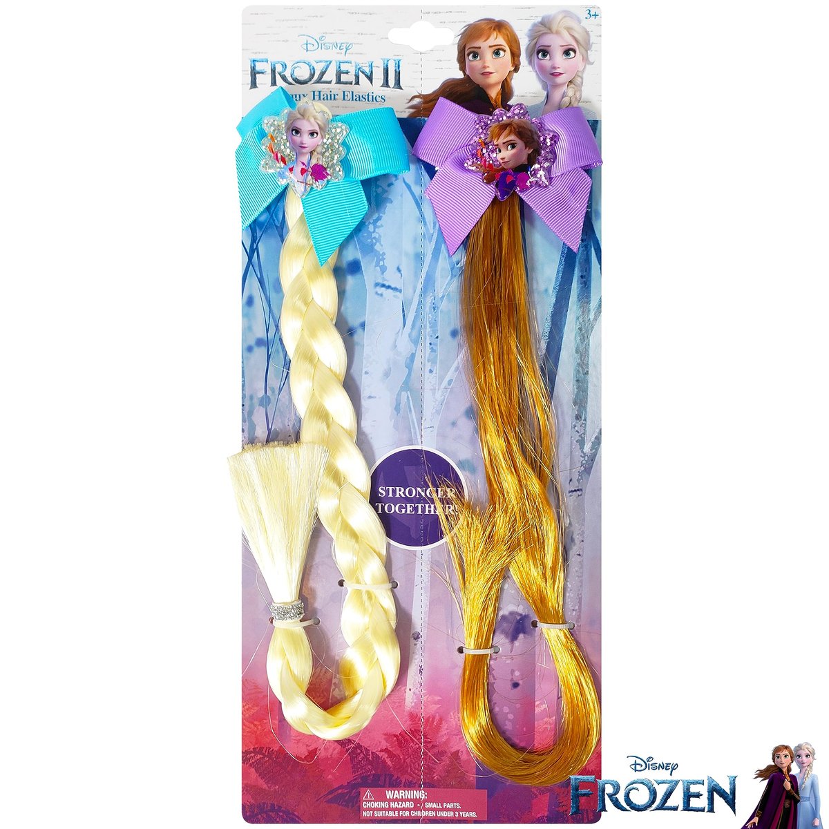 LUV HER Disney Frozen II BFF Faux Hair Braid Elastic Pony Set - Anna & Elsa Hair Ties for Kids Ages 3+ - görsel 13