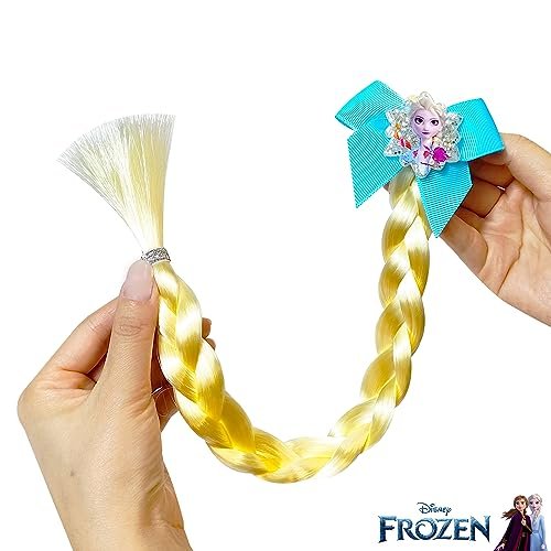 LUV HER Disney Frozen II BFF Faux Hair Braid Elastic Pony Set - Anna & Elsa Hair Ties for Kids Ages 3+ - görsel 4