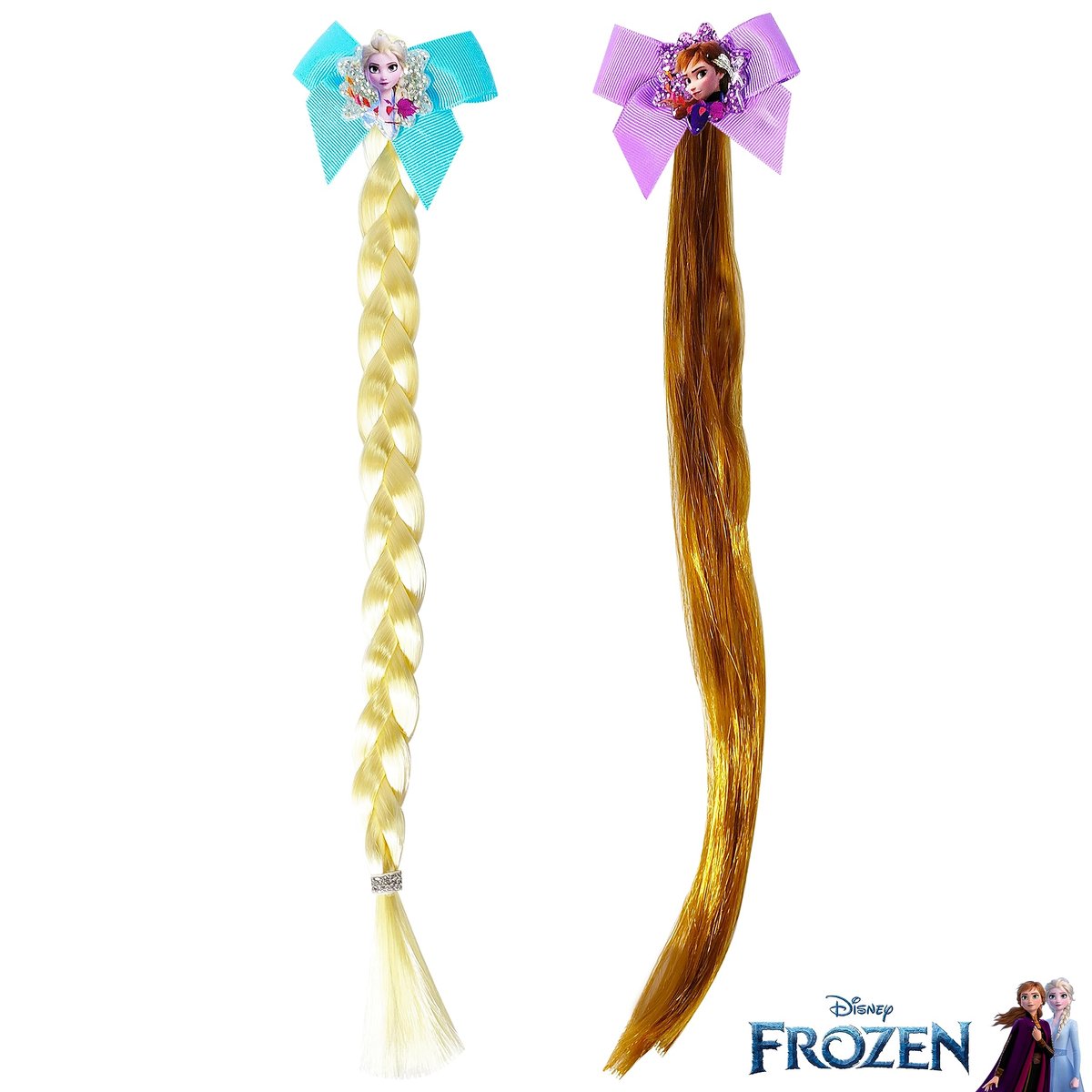 LUV HER Disney Frozen II BFF Faux Hair Braid Elastic Pony Set - Anna & Elsa Hair Ties for Kids Ages 3+ - görsel 9