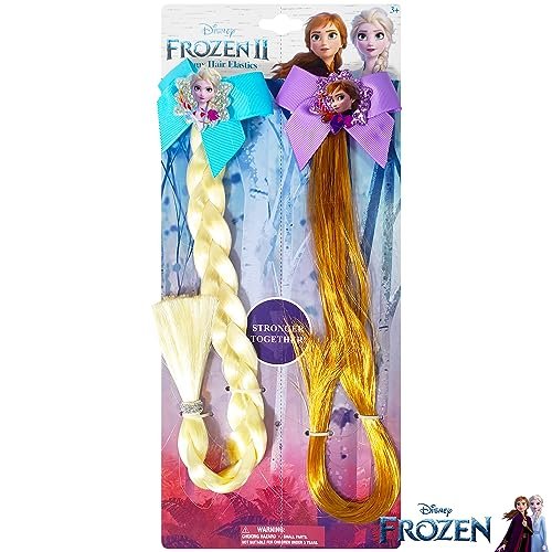 LUV HER Disney Frozen II BFF Faux Hair Braid Elastic Pony Set - Anna & Elsa Hair Ties for Kids Ages 3+ - görsel 14