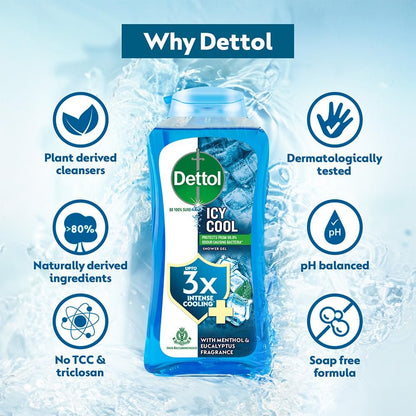 Dettol Body Wash and Shower Gel Cool 250ml – Refreshing Antibacterial Cleanser