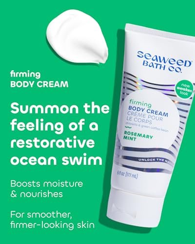 Seaweed Bath Co. Firming Body Cream - Rosemary Mint - Hydrating Hand and Body Lotion with Hyaluronic Acid - Toning Skin Moisturizer For Dry Skin - 6 oz (Pack of 2) Avelisse
