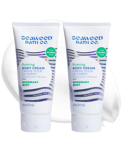 Seaweed Bath Co. Firming Body Cream - Rosemary Mint - Hydrating Hand and Body Lotion with Hyaluronic Acid - Toning Skin Moisturizer For Dry Skin - 6 oz (Pack of 2) Avelisse