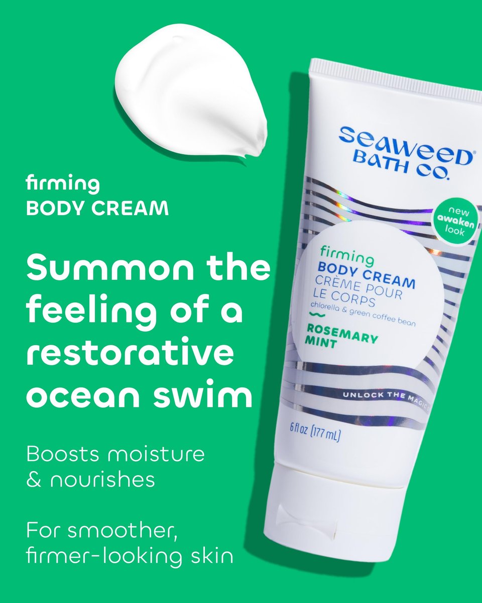 Seaweed Bath Co. Firming Body Cream - Rosemary Mint - Hydrating Hand and Body Lotion with Hyaluronic Acid - Toning Skin Moisturizer For Dry Skin - 6 oz (Pack of 2) Avelisse