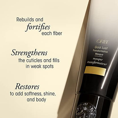 Oribe Gold Lust Transformative Mask - Strengthens & Repairs Damaged Hair - Adds Softness, Shine & Nourishes Dry Strands - with Biotin & Niacinamide - 5 oz Avelisse