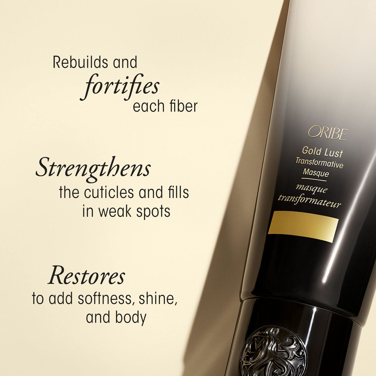 Oribe Gold Lust Transformative Mask - Strengthens & Repairs Damaged Hair - Adds Softness, Shine & Nourishes Dry Strands - with Biotin & Niacinamide - 5 oz Avelisse