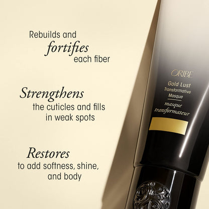 Oribe Gold Lust Transformative Mask - Strengthens & Repairs Damaged Hair - Adds Softness, Shine & Nourishes Dry Strands - with Biotin & Niacinamide - 5 oz Avelisse