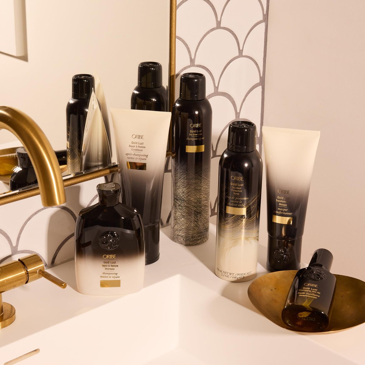 Oribe Gold Lust Transformative Mask - Strengthens & Repairs Damaged Hair - Adds Softness, Shine & Nourishes Dry Strands - with Biotin & Niacinamide - 5 oz Avelisse