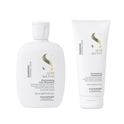 Semi di Lino Diamond Shampoo and Conditioner Set – Infused with Argan Oil & Shea Butter for Brilliant Shine and Softness, Sulfate-Free, Color-Safe for All Hair Types Avelisse