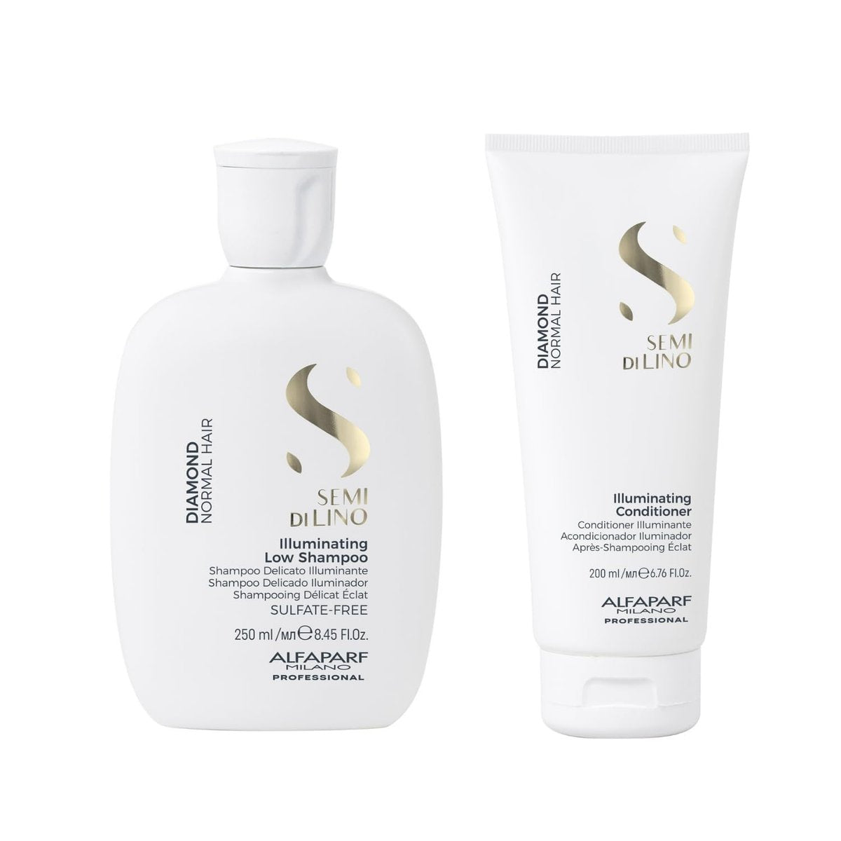 Semi di Lino Diamond Shampoo and Conditioner Set – Infused with Argan Oil & Shea Butter for Brilliant Shine and Softness, Sulfate-Free, Color-Safe for All Hair Types Avelisse
