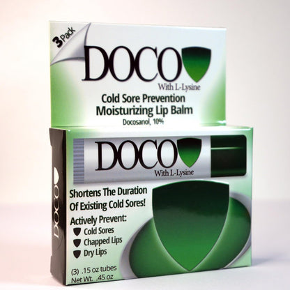 DocoShield Lip Balm with Docosanol and Lysine (3-Pack) – Clear, Moisturizing Lip Care