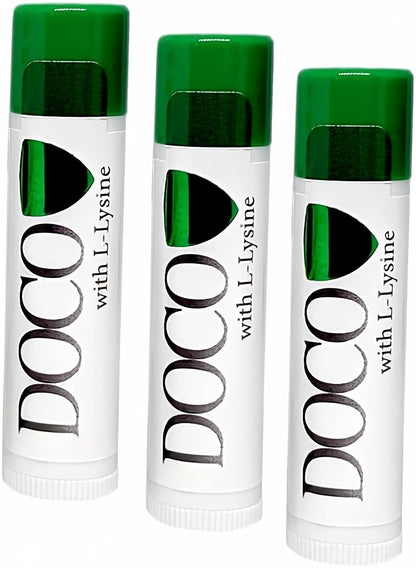 DocoShield Lip Balm with Docosanol and Lysine (3-Pack) – Clear, Moisturizing Lip Care