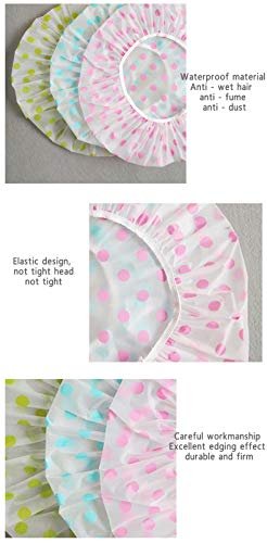 TCOTBE 6-Piece Waterproof EVA Shower Caps - Reusable, Elastic, Flower Print Bathing Caps for Salon & Spa - görsel 6