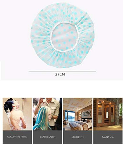 TCOTBE 6-Piece Waterproof EVA Shower Caps - Reusable, Elastic, Flower Print Bathing Caps for Salon & Spa