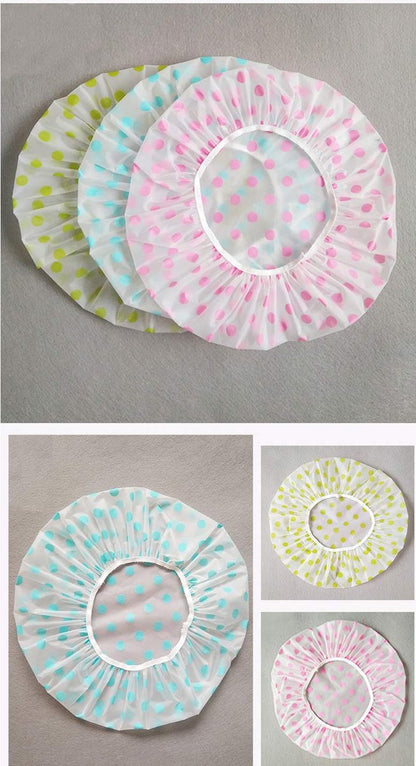 TCOTBE 6-Piece Waterproof EVA Shower Caps - Reusable, Elastic, Flower Print Bathing Caps for Salon & Spa