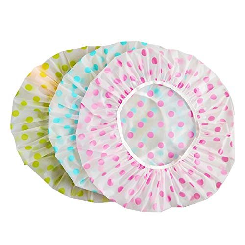 TCOTBE 6-Piece Waterproof EVA Shower Caps - Reusable, Elastic, Flower Print Bathing Caps for Salon & Spa - görsel 2
