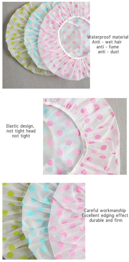 TCOTBE 6-Piece Waterproof EVA Shower Caps - Reusable, Elastic, Flower Print Bathing Caps for Salon & Spa