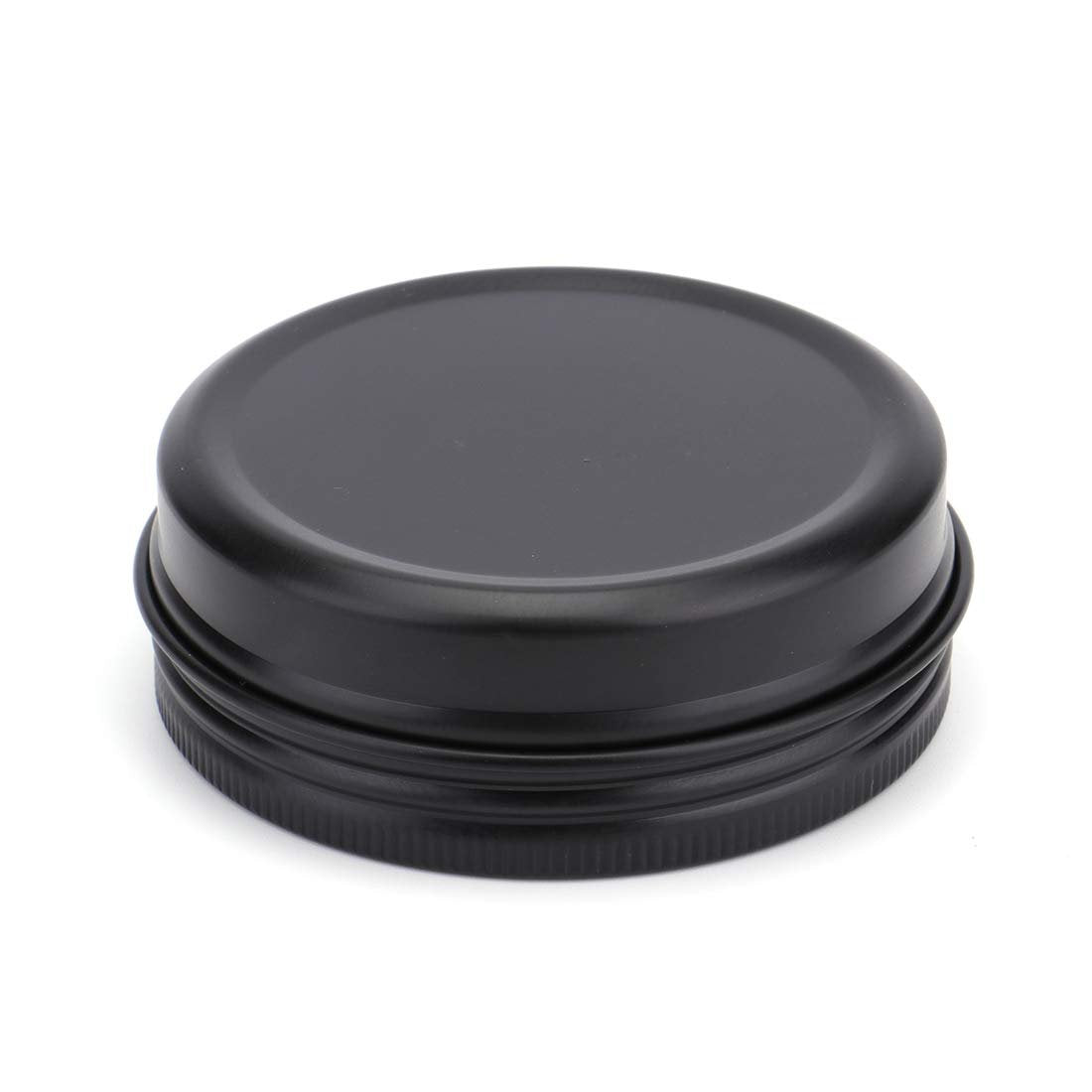 Foraineam 48 Pack 2 oz Round Lip Balm Tin Cans - Aluminum Cosmetic Sample Containers with Screw Lid - Matte Black Metal Empty Tins Storage Travel Tin Jars Avelisse