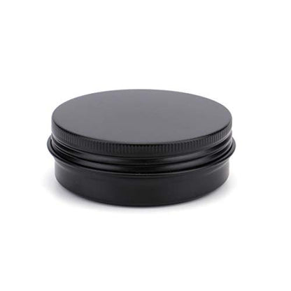 Foraineam 48 Pack 2 oz Round Lip Balm Tin Cans - Aluminum Cosmetic Sample Containers with Screw Lid - Matte Black Metal Empty Tins Storage Travel Tin Jars Avelisse